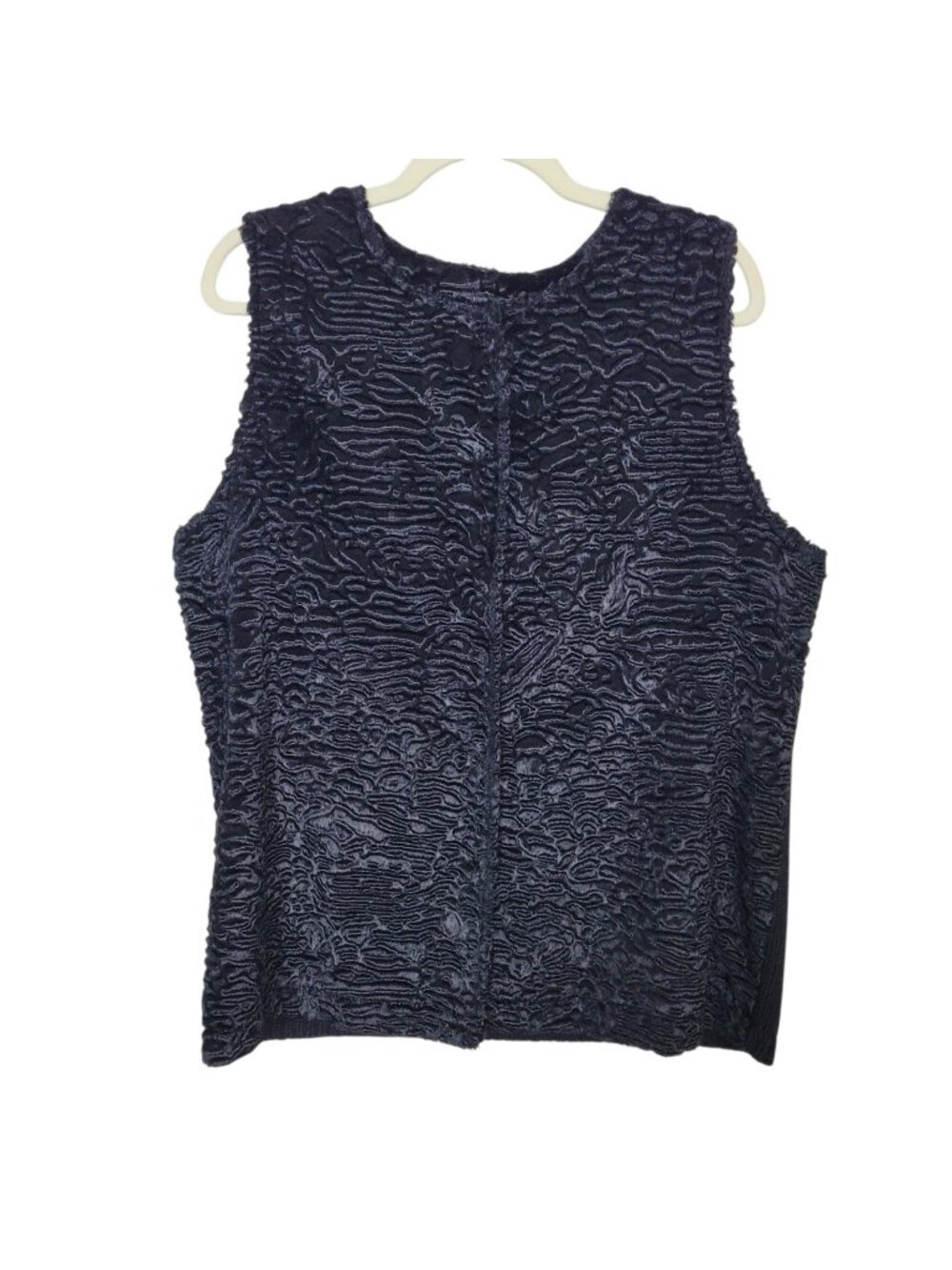 Adrianna Pappell Textured Faux Fur Vest Knit Sweater Back Women's Large Black